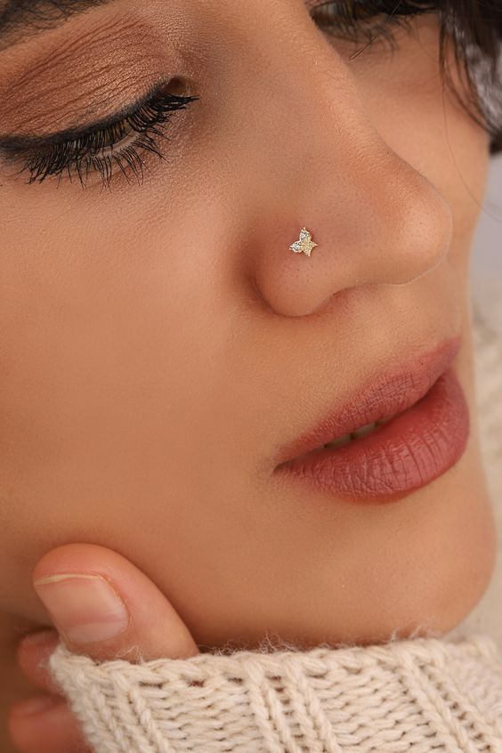 Gold Silver Stud Nose Ring Design