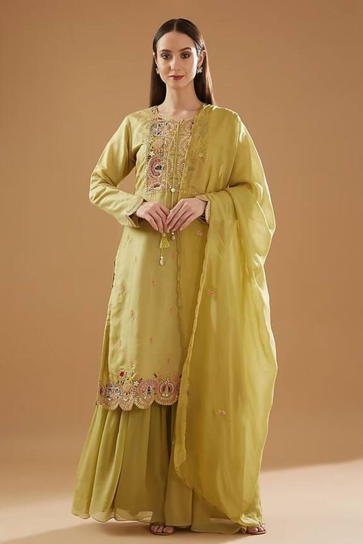 Green Gota Patti Sharara Suit