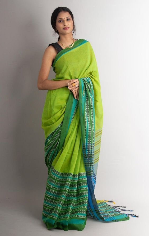 Handloom Light Green Cotton Saree