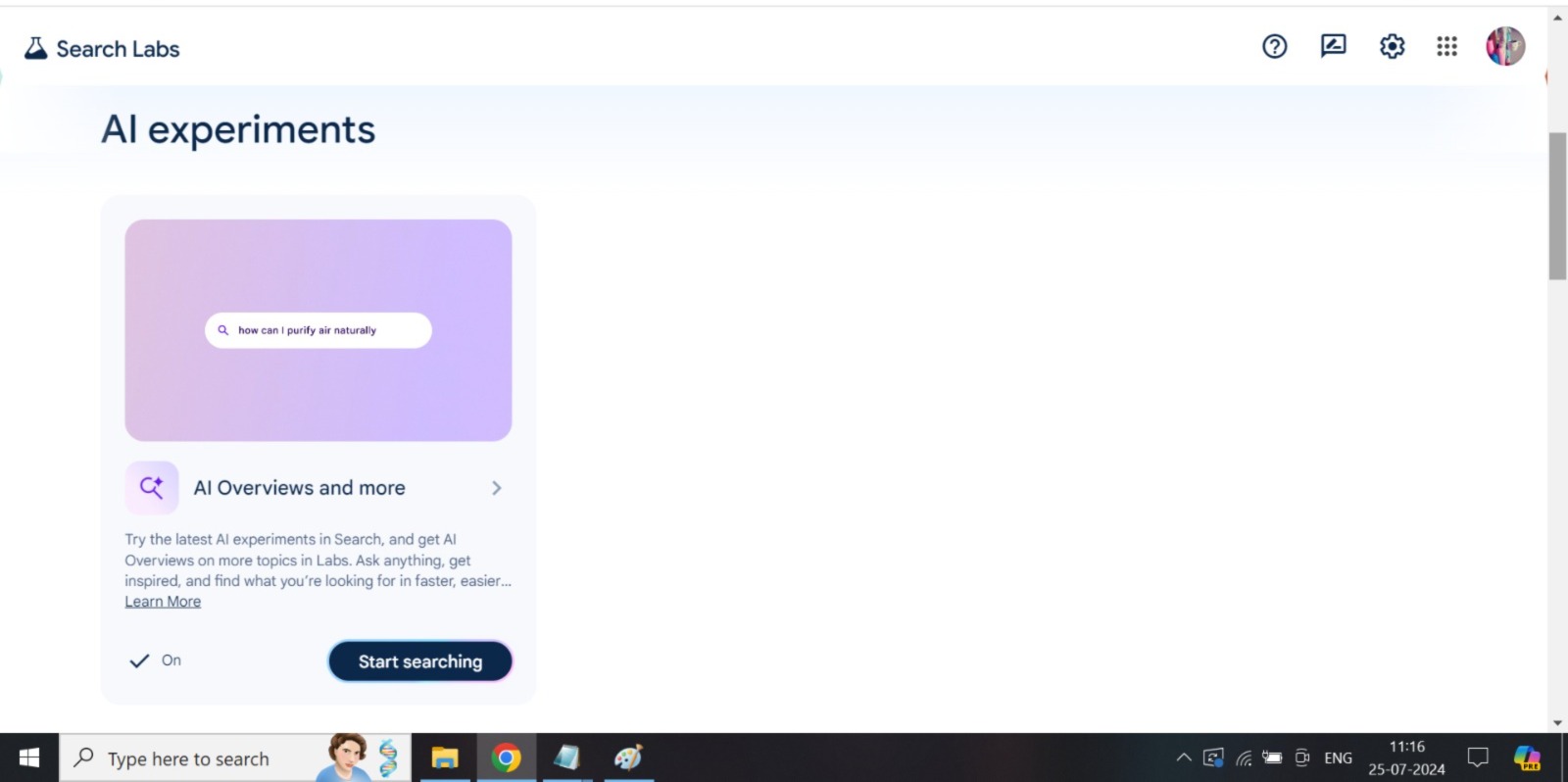 How to active ai on google search bar