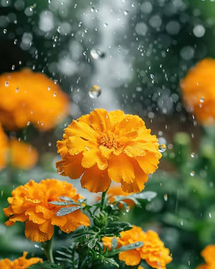 How to protect marigold plants from heavy rain