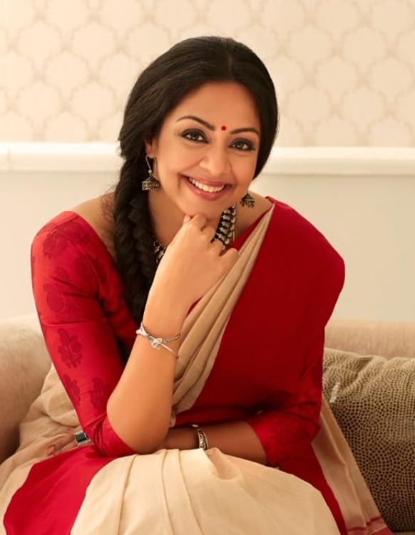 Jyothika’s Red And Beige Saree