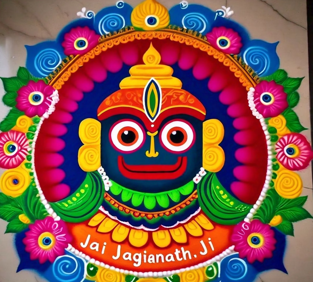 Lord Jagannath Ji Easy Rangoli