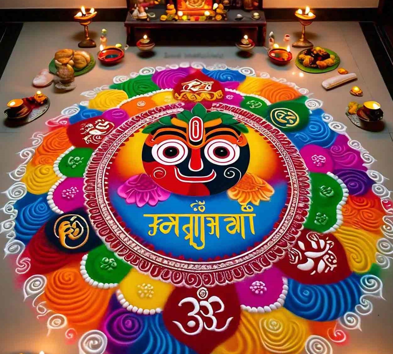 Lord Jagannath Ji Rangoli Designs