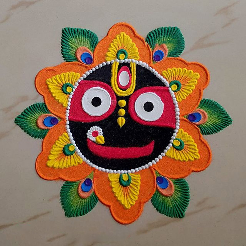 Mor Pankh Jay Jagannath Rangoli Design