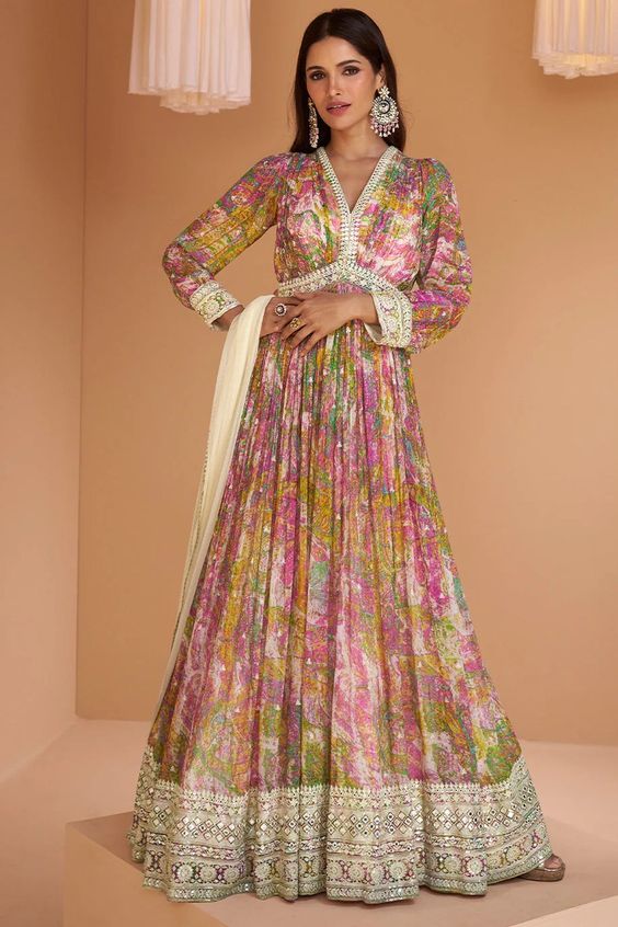 Multicolour Georgette Anarkali Suit