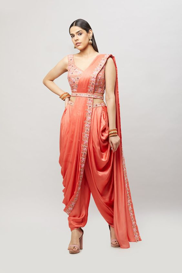 Pastel Dhoti Designer Readymade Saree