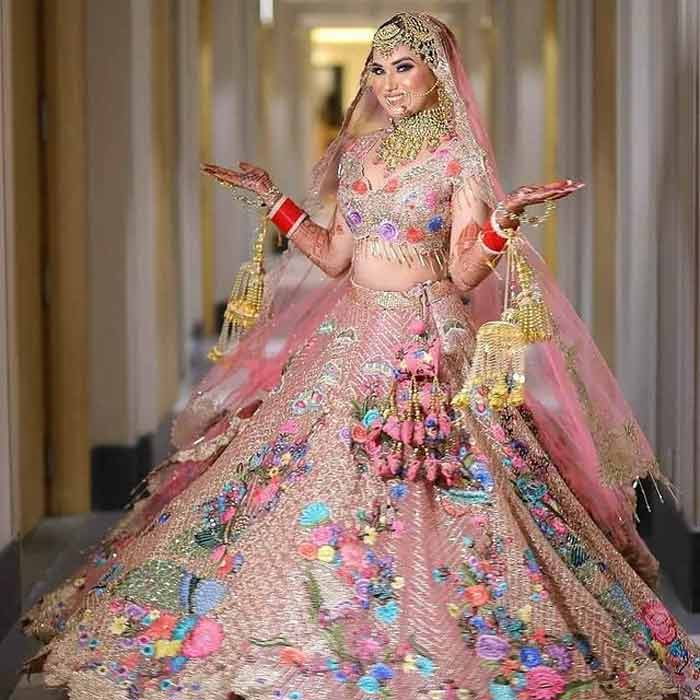 Pastel colour floral lehenga