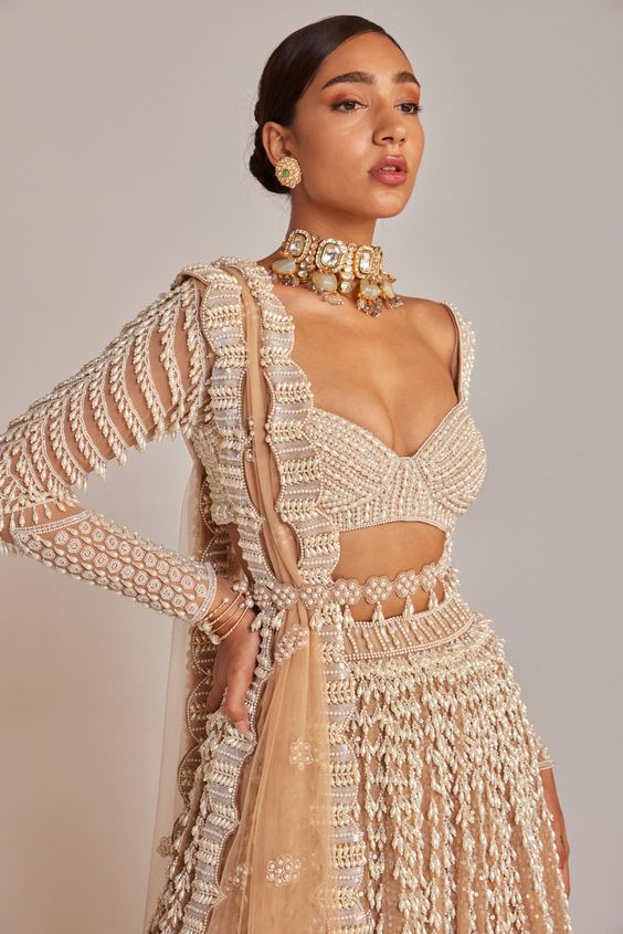 Pearl Belted Lehenga Design