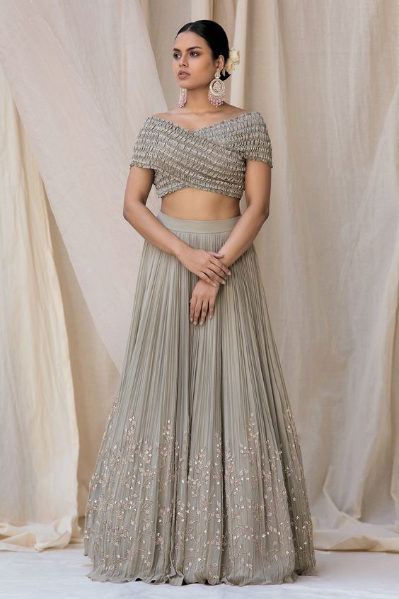 Pleated Criss Cross Blouse Design