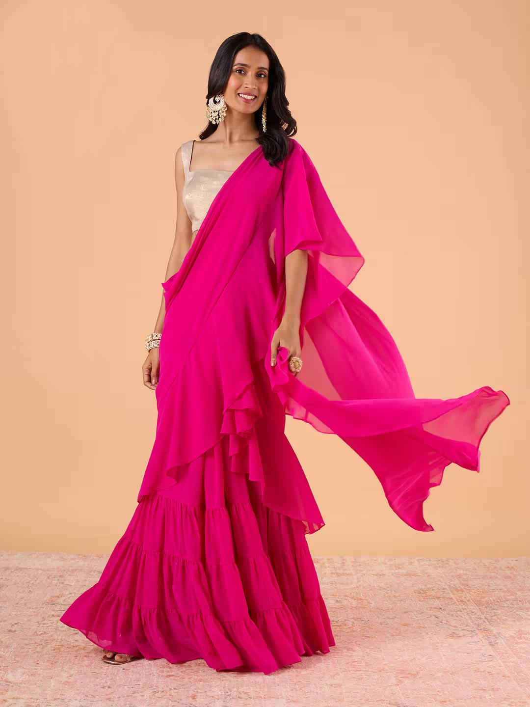 Ruffle Saree for new look