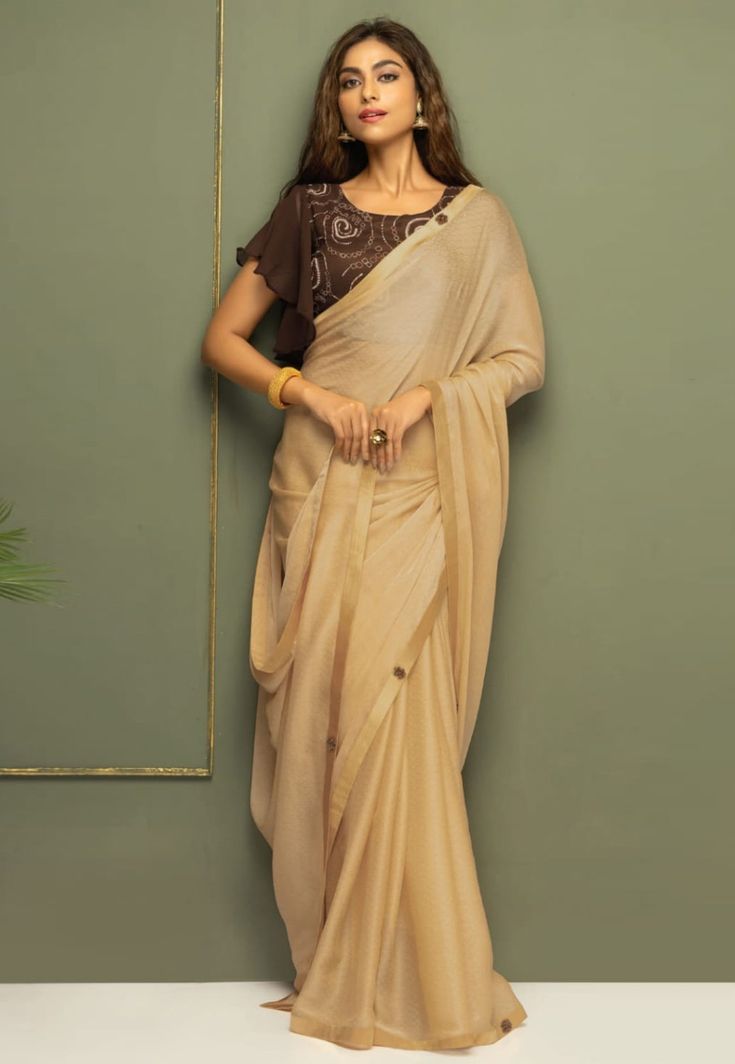 5 Beautiful Plain Chiffon Saree Contrast Blouse Designs Herzindagi