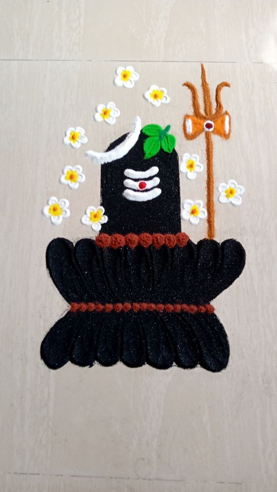 Shivling Sawan Sawan Rangoli Design