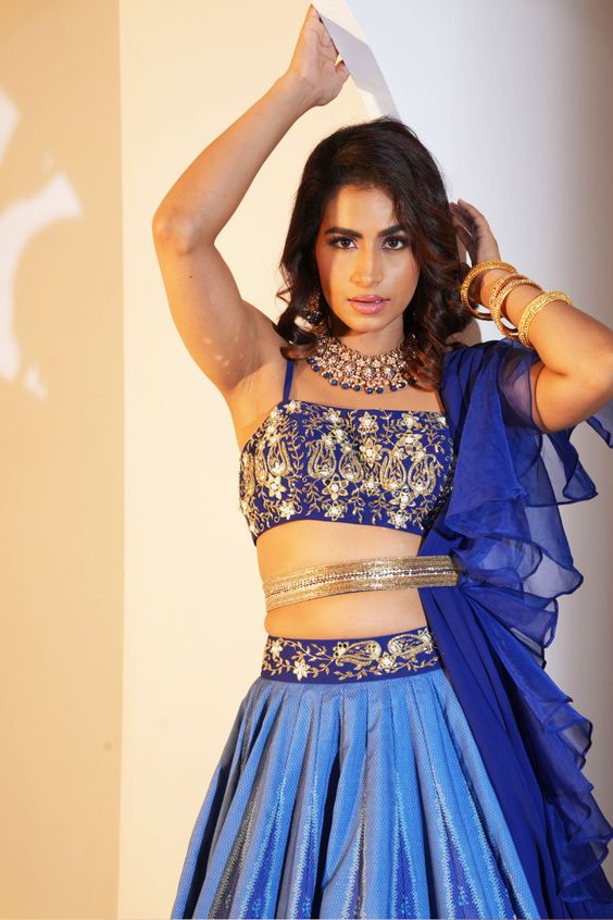 Silk Belted Lehenga Design