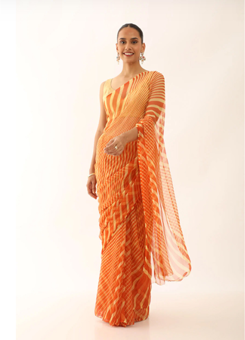 Silk Georgette Lehariya Saree