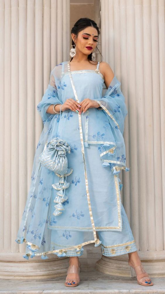 Sleeveless Cotton Silk Suit Set