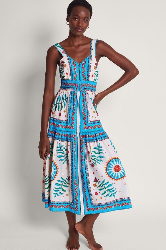 Sleeveless Printed Monsoon Dress