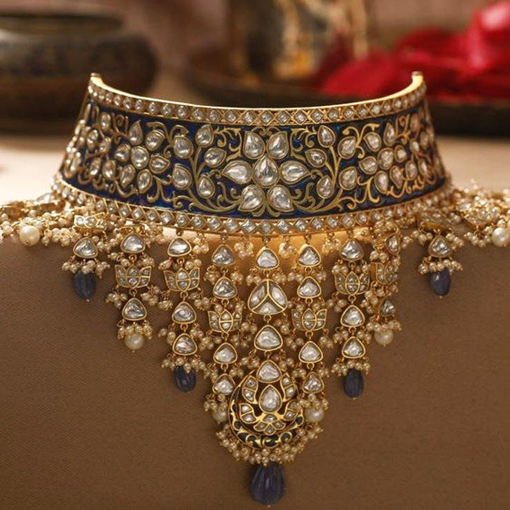 Stone Studded Choker Necklace Design