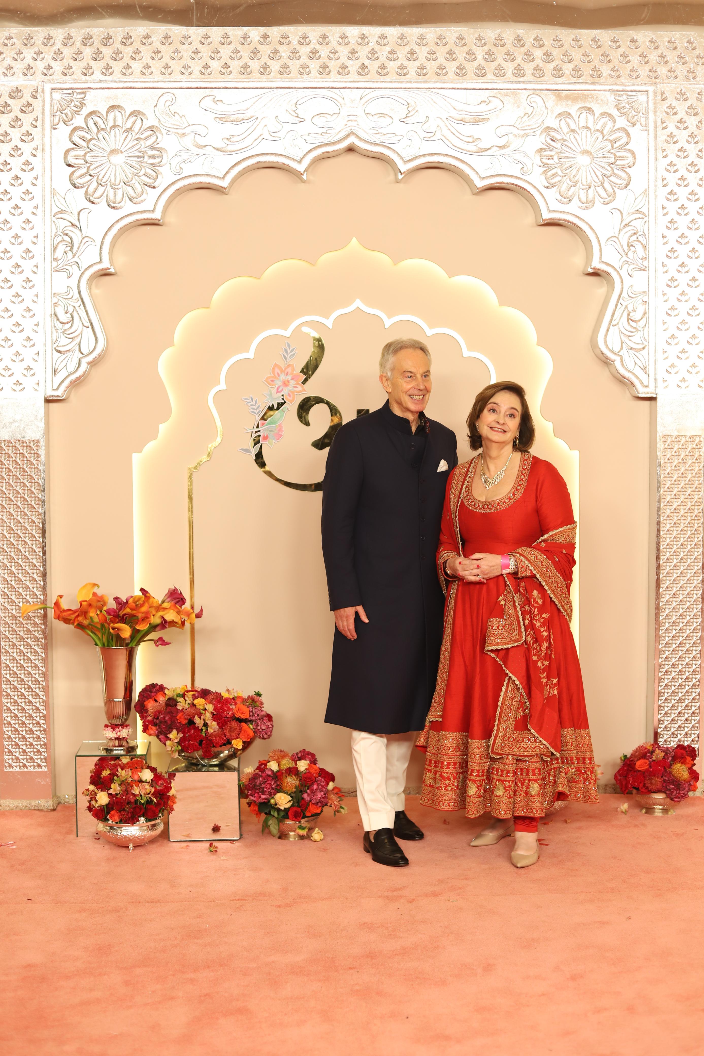 Tony Blair with wife in anant ambani and radhika merchant wedding