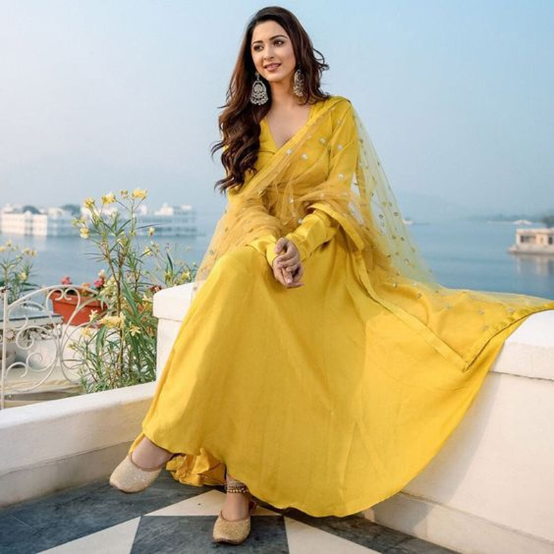 Vibrant Plain Full Sleeves Anarkali Suit Designs