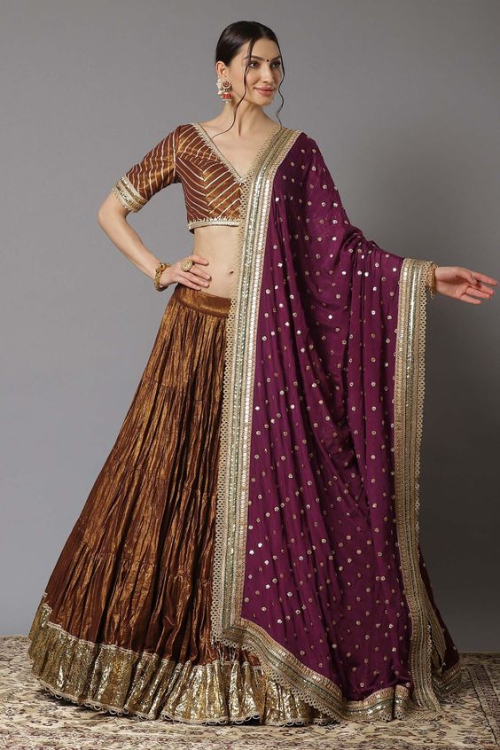 Wine Colour Gota Patti Dupatta