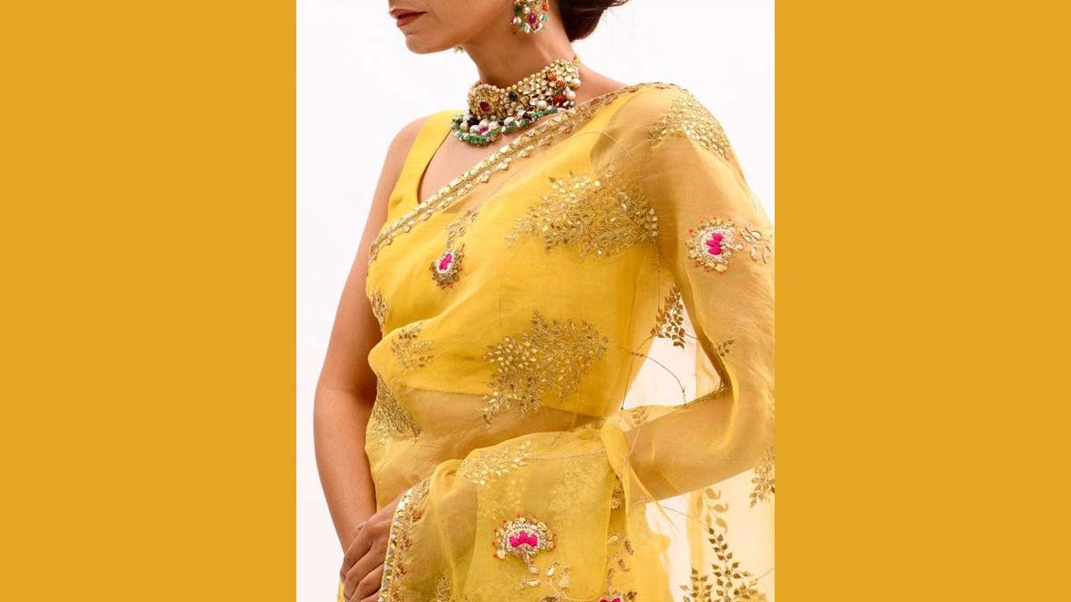 Yellow Embellished Gota Patti Saree