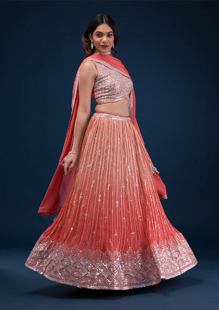 Zari Work Semi Crepe Lehenga