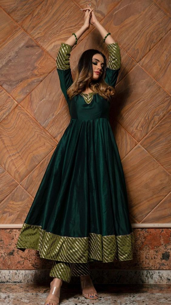 anarkali green suit for teej 