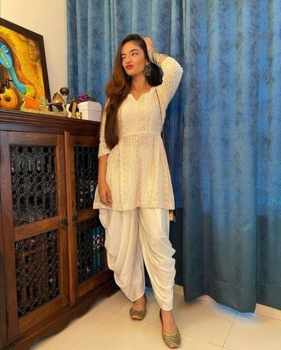 chikankari dhoti salwar suit design