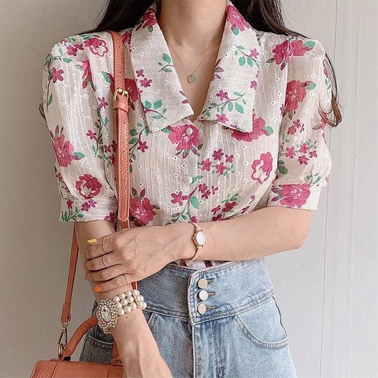 floral print korean tops