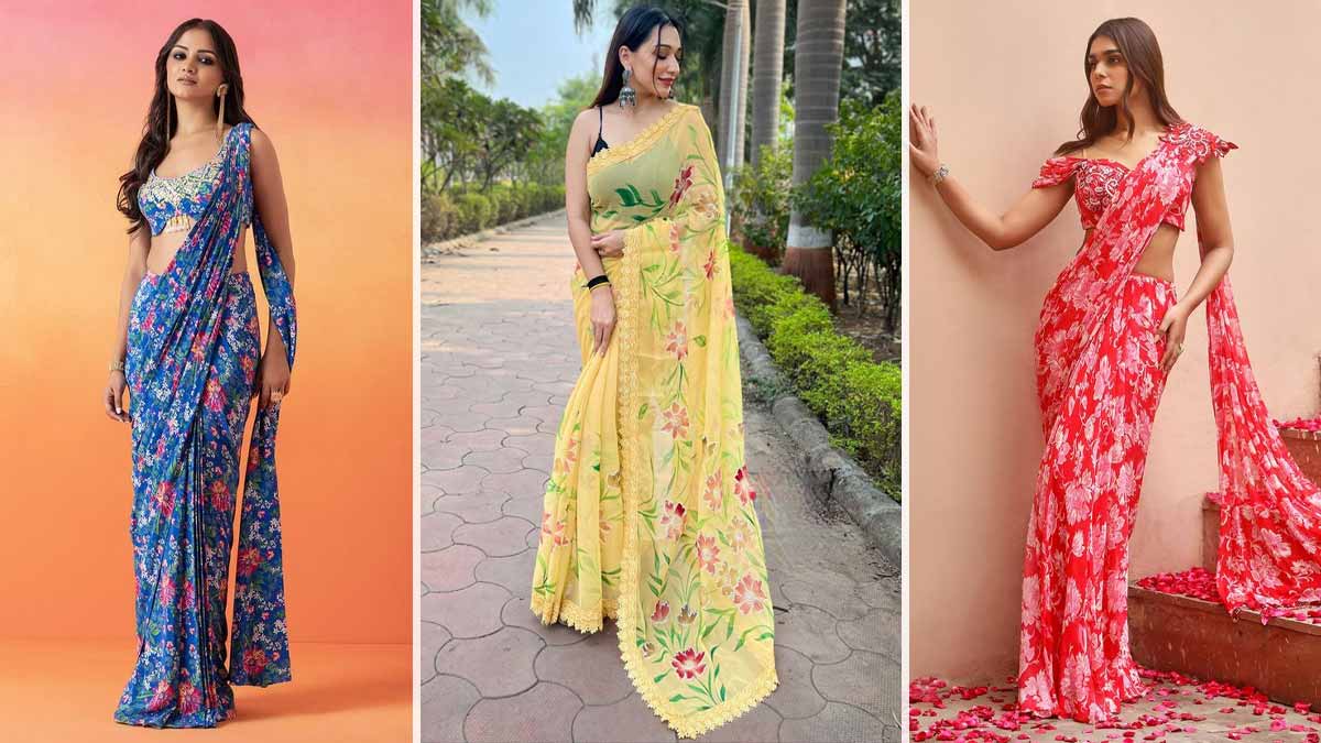 5 Beautiful Floral Print Sarees To Flaunt During Monsoon | HerZindagi