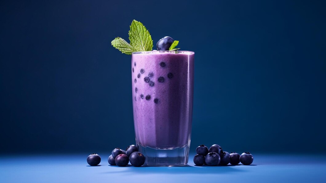 glass blueberry smoothie  