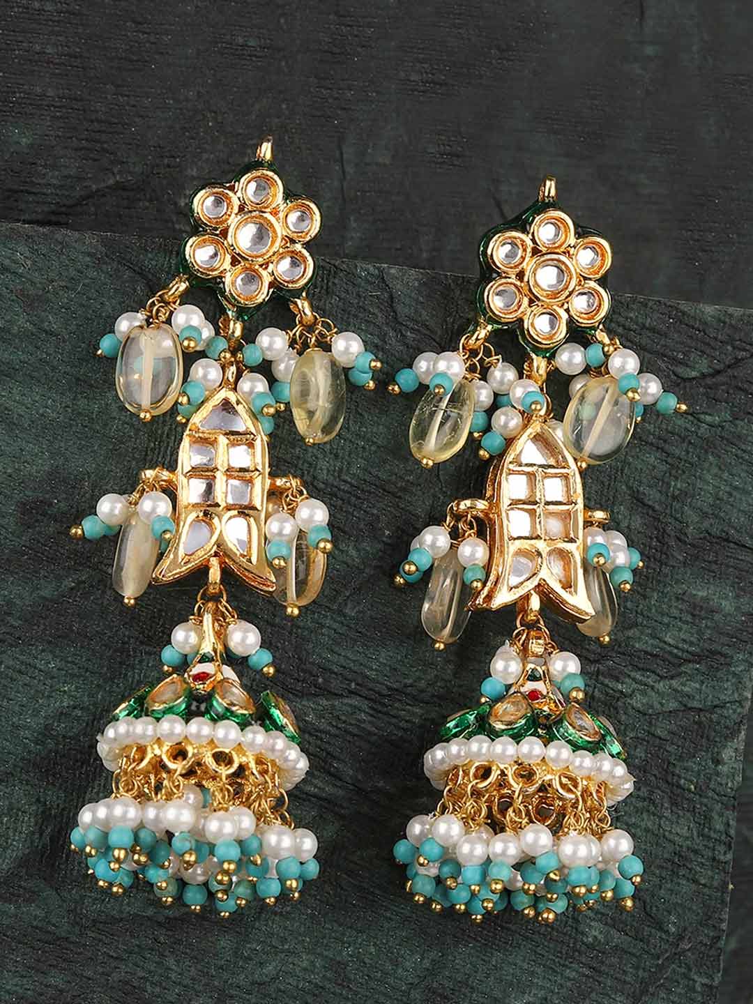 heavy green jhumki long