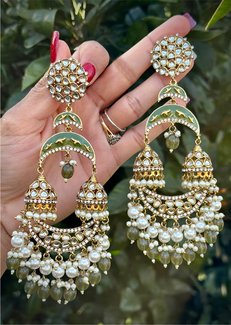 heavy green jhumki