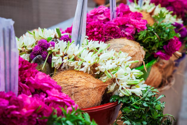 how to offer coconut in puja