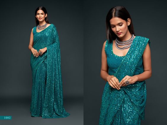 oxidised contrast jewellery with green saree