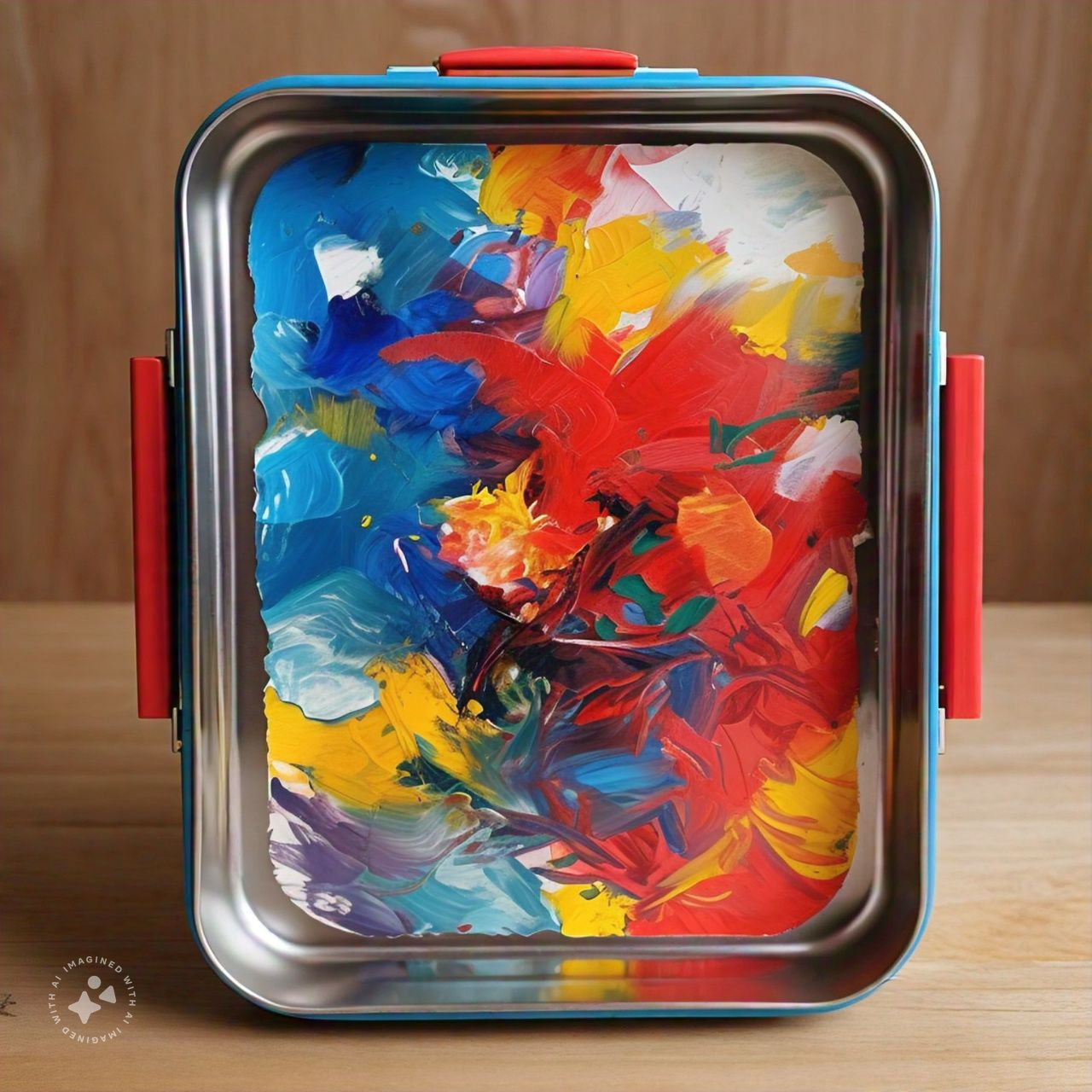 painting in broken lunch box
