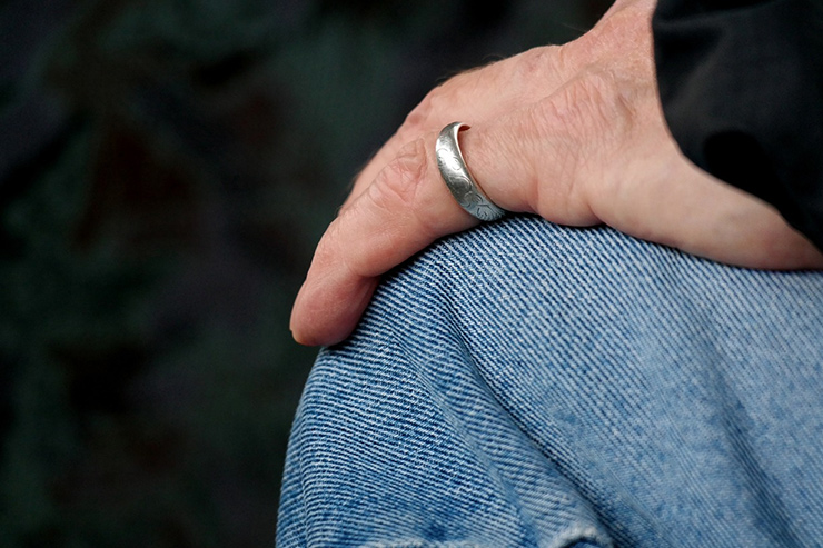 silver ring in small finger