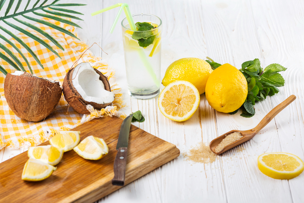 Coconut Water With Lemon And Mint
