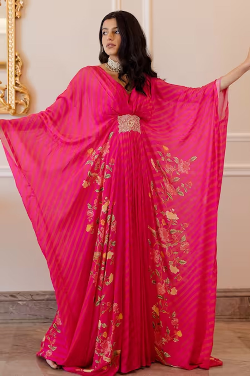 Flared Embroidered Kaftan Suit