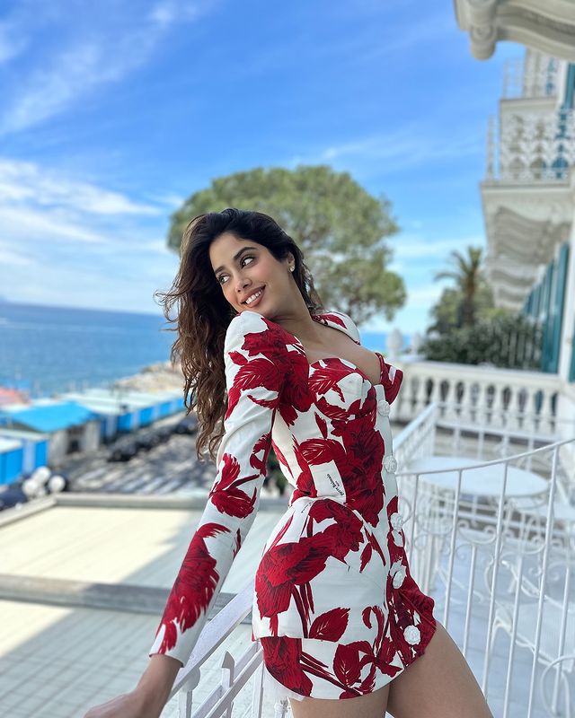 Janhvi Kapoor In A Red And White Floral Dress