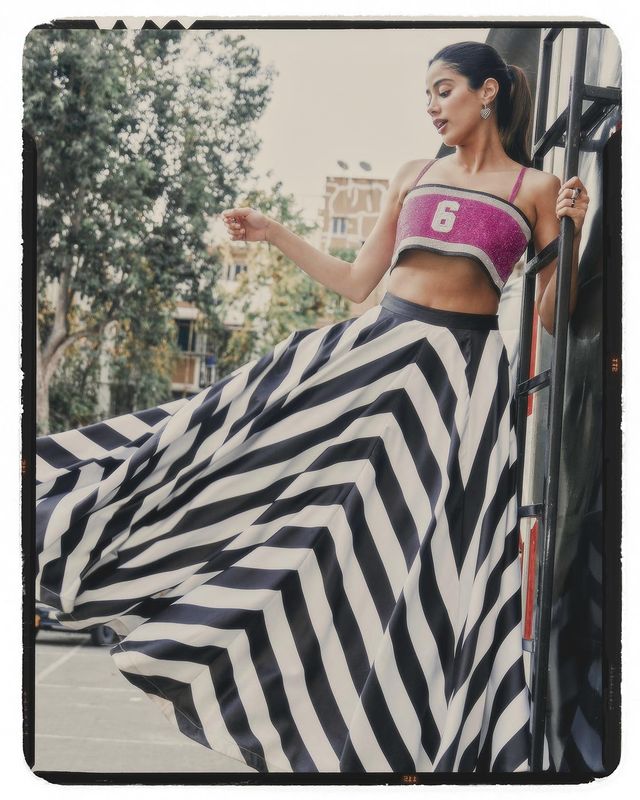 Janhvi Kapoor In Long Skirt And Crop Top