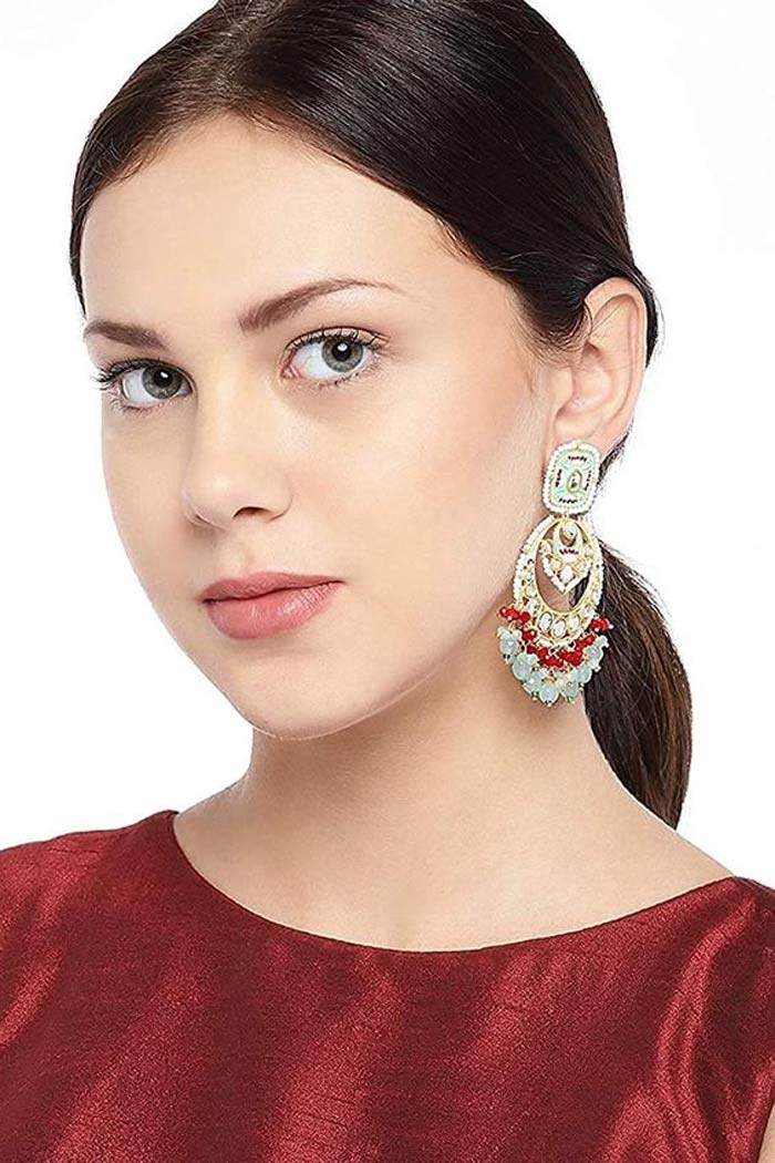 Multicolour Studded Chand Bali Design