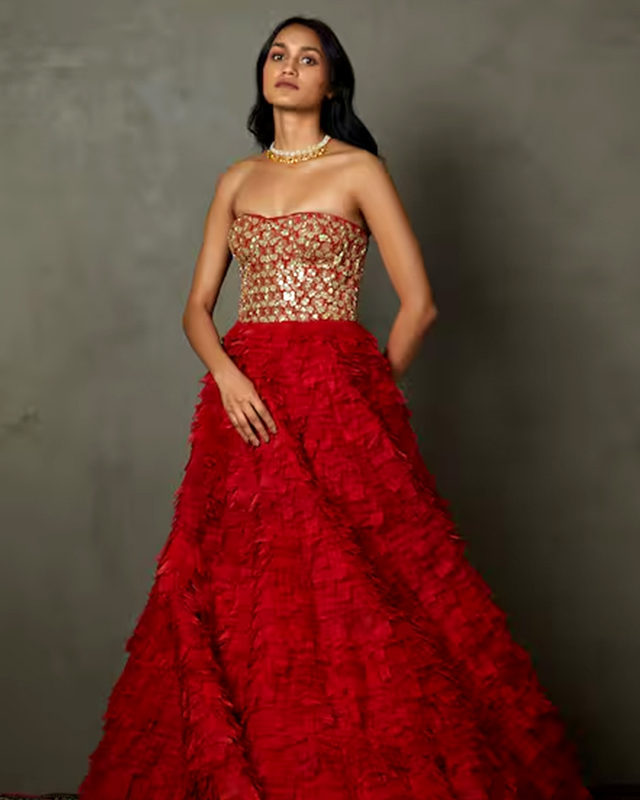 Ruffel strapless dress designs
