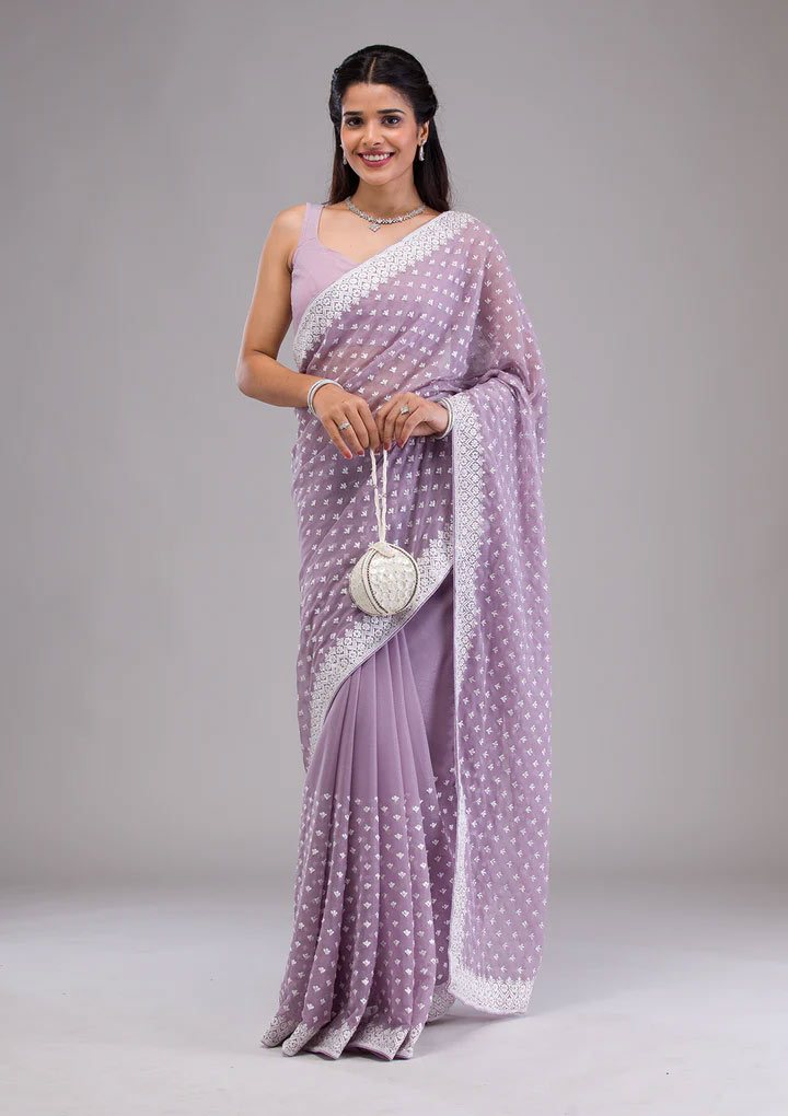 Thread Work Georgette Saree