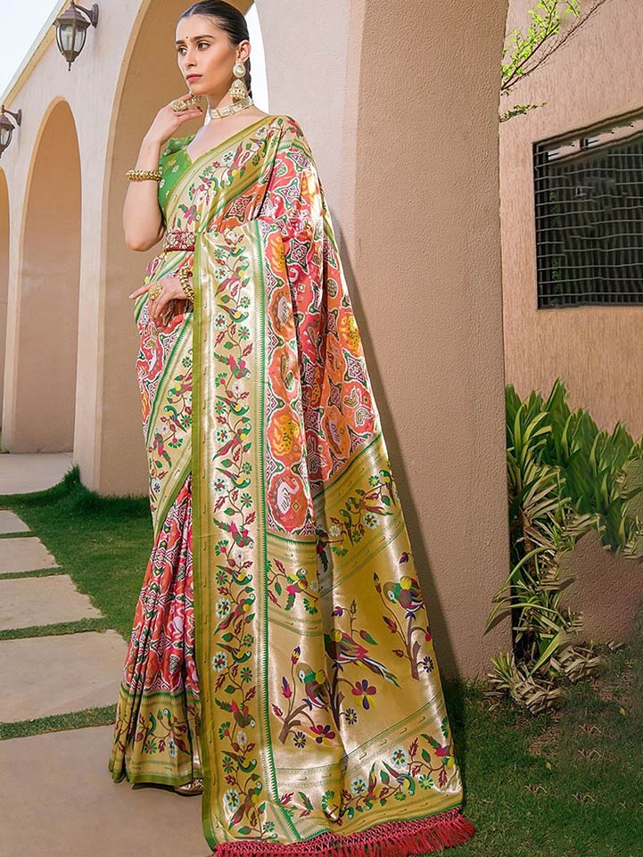 Woven design penetrating saree