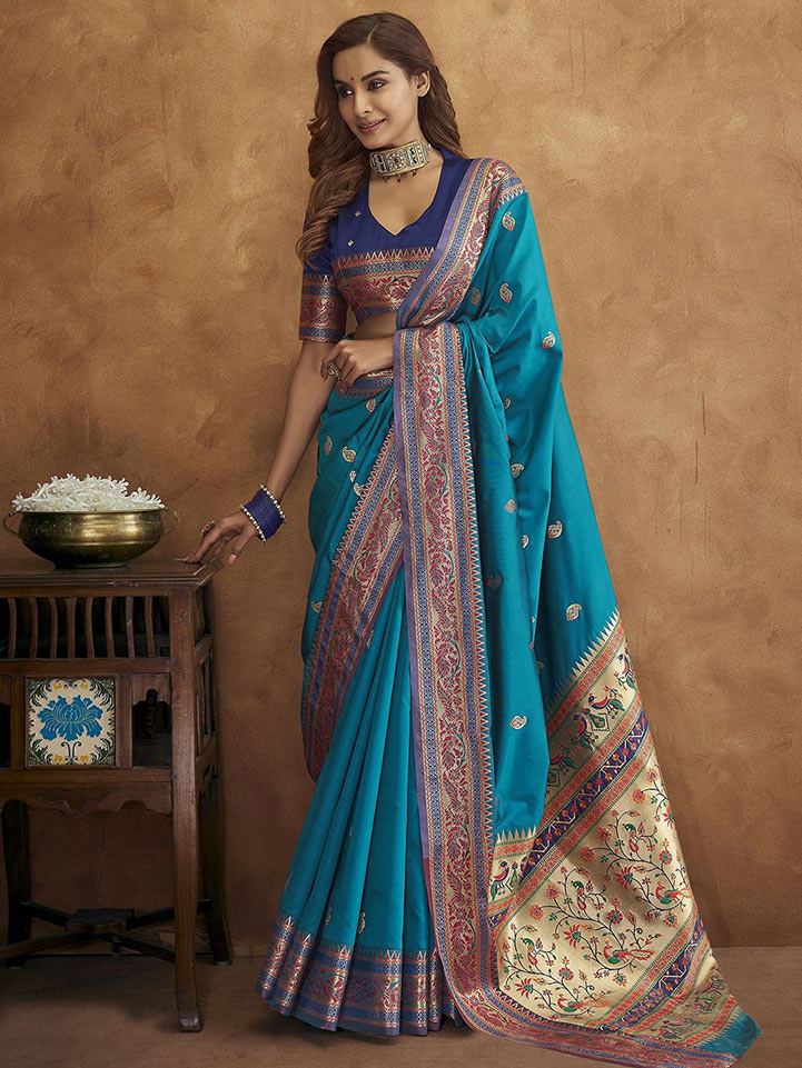 Zari Silk Blend Paithani Saree