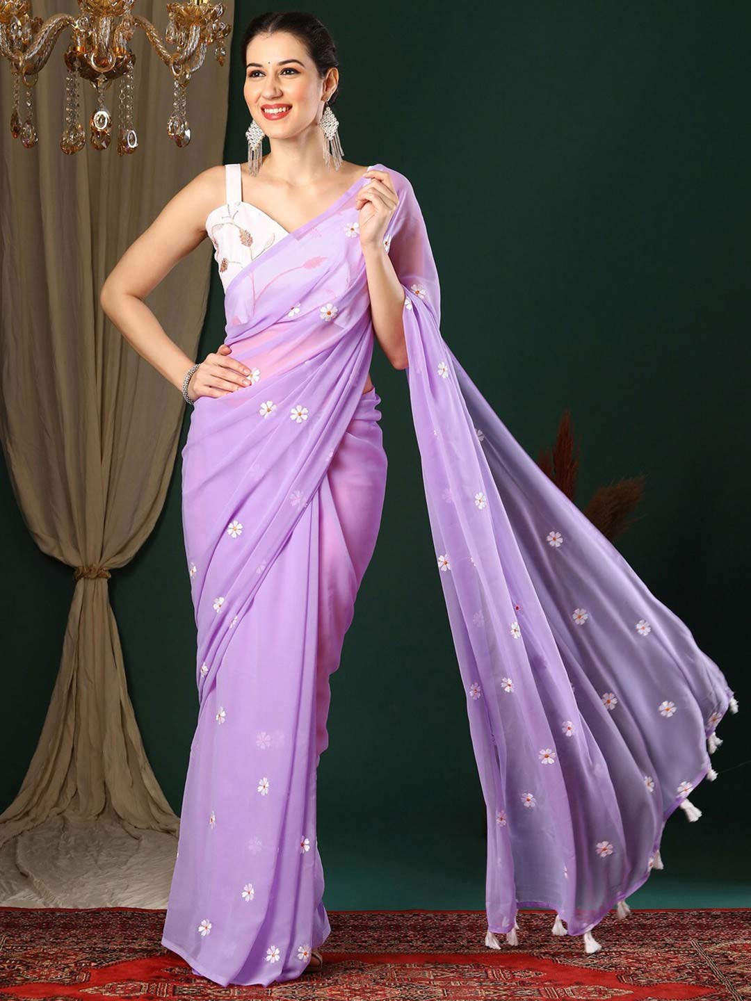 floral georgette saree