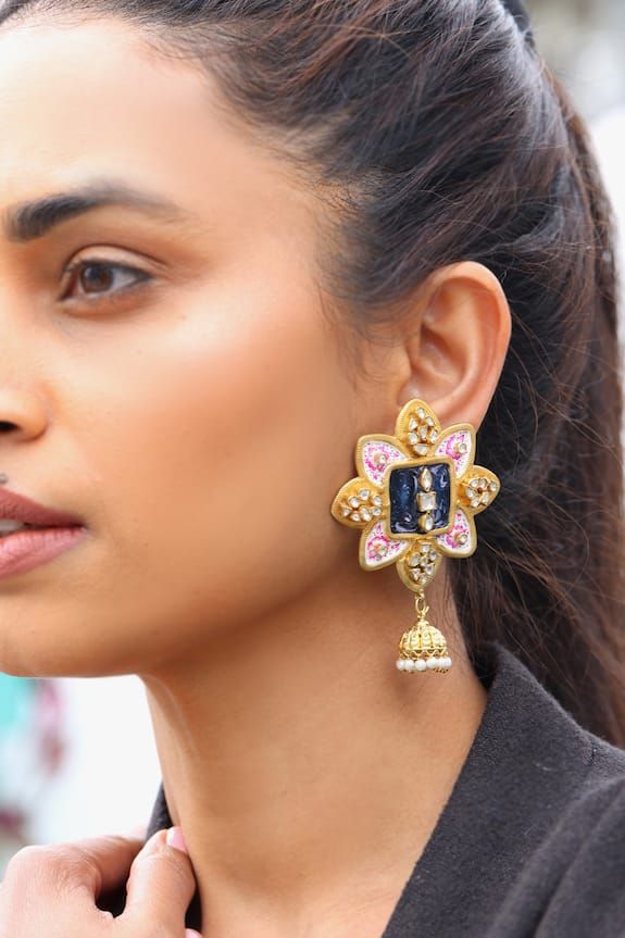 floral meenakari jhumka design