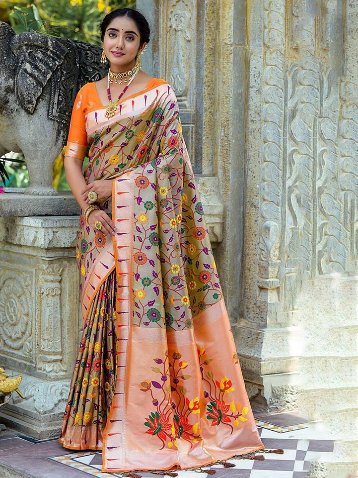 floral print paithani saree